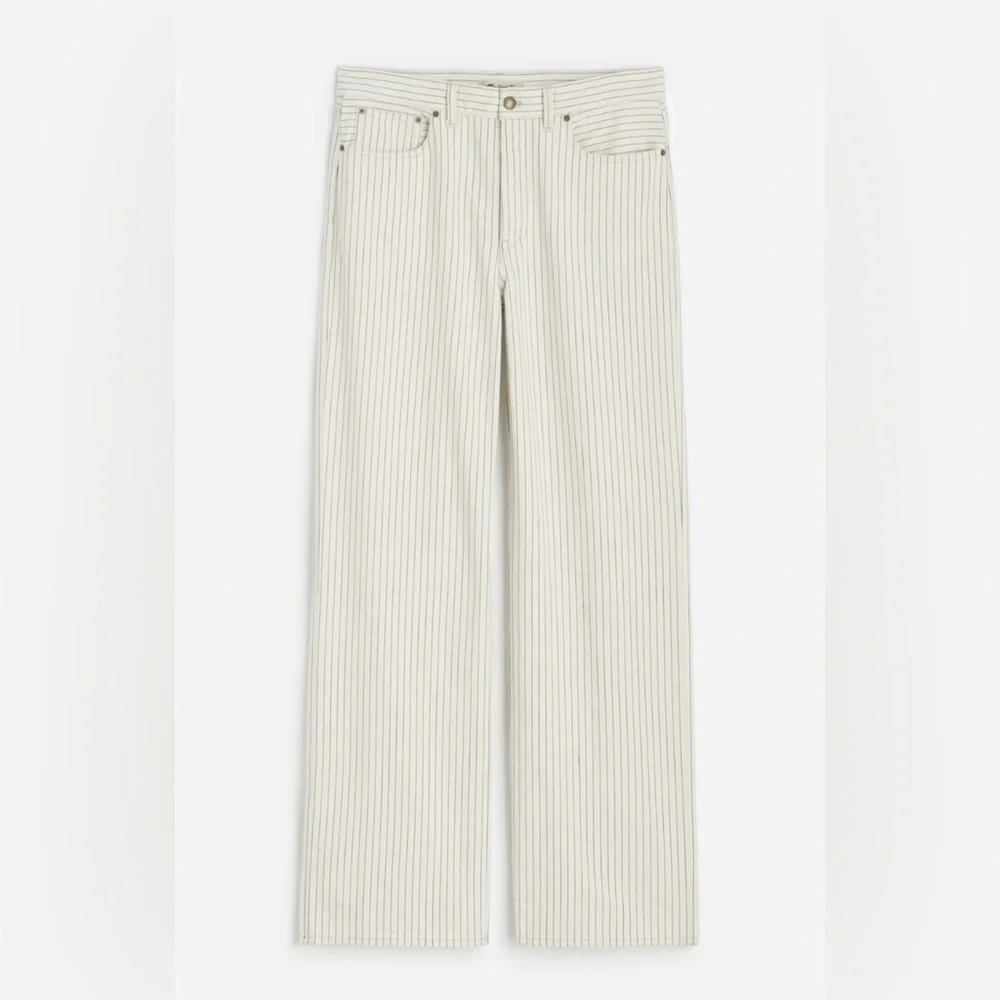 Madewell Low-Slung Baggy White Blue Striped Jeans Size 28 NWT